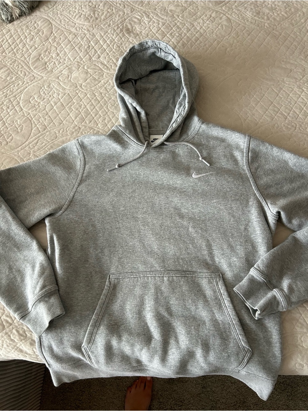 Nike Gray Hooded Sweatshirt with Small Swoosh